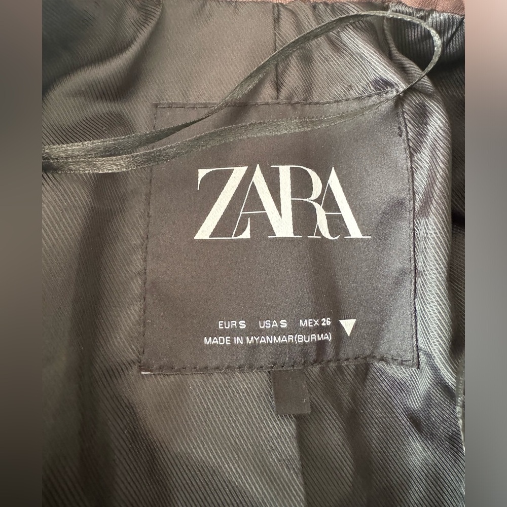 ZARA Faux Leather Blazer, Two Button Front, Pockets, Size S - Picture 8 of 12